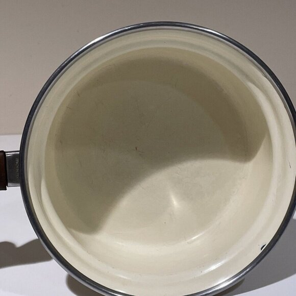 Vintage 1970's Enamelware Moneta #14 Sauce Pan 1 Qt No Lid Made in Italy 6 5/8" - Picture 6 of 11